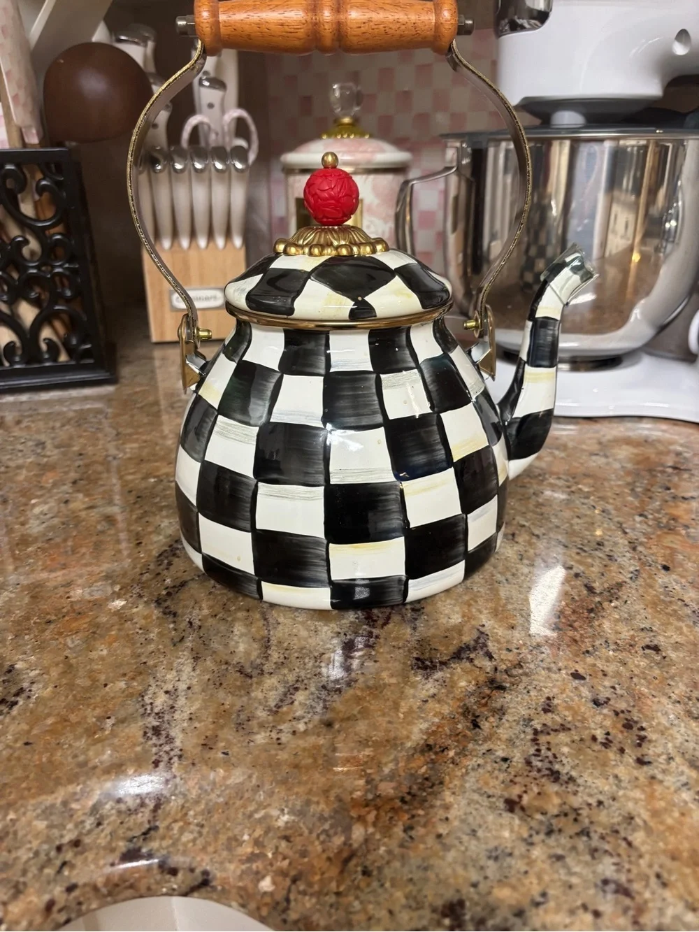 NEW! MacKenzie-Childs Courtly Check 2 Quart Tea Kettle